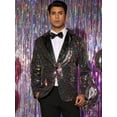 thumbnail image 2 of Unique Bargains Men's Sequin Peak Lapel Color Block Shiny Sparkle Sports Coat Blazer L Multicolor, 2 of 6