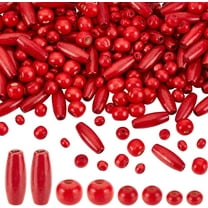 480pcs Red Wooden Spacer Beads Round Barrel Wood Beads Large Hole Natural Wooden Craft Beads Long Tube Beads DIY Jewellery Making