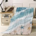 thumbnail image 4 of Fleece Blanket Watercolor Ocean Beach Ombre Blankets, Soft Cozy Warm Flannel Throw Blanket, Sea Wave Starfish Shell Blanket for Bed Couch Sofa,30x40In, 4 of 9