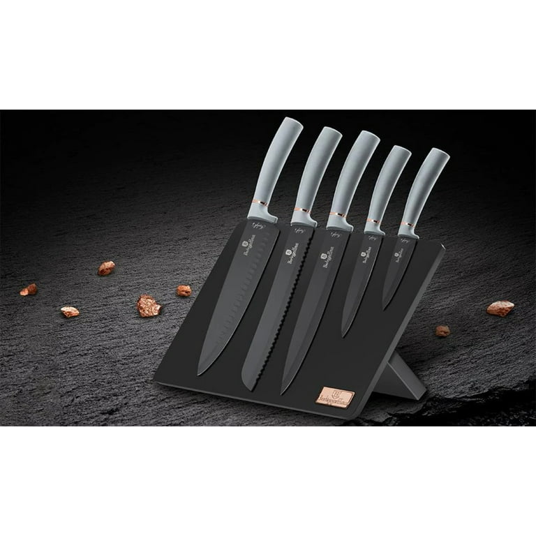 Berlinger Haus 6-Piece Knife Set with Magnetic Holder with Ergonomic  Soft-Touch Handle, Does Not Slip, Elegant Design, Purple