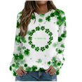 thumbnail image 1 of Plebaso Chandail en Molleton de la Saint-Patrick pour Femmes Imprimé Trèfle Col Rond Manches Longues Chandail P-5TG, 1 of 4