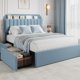 thumbnail image 2 of Qinaqin Full Cama Frame con Almacenamiento cm de Alturaeadboard Kids 2 Cajones Boucle Upholstered Platform Bookcase No Caja Spring Needed Easy Assembly Azul, 2 of 7