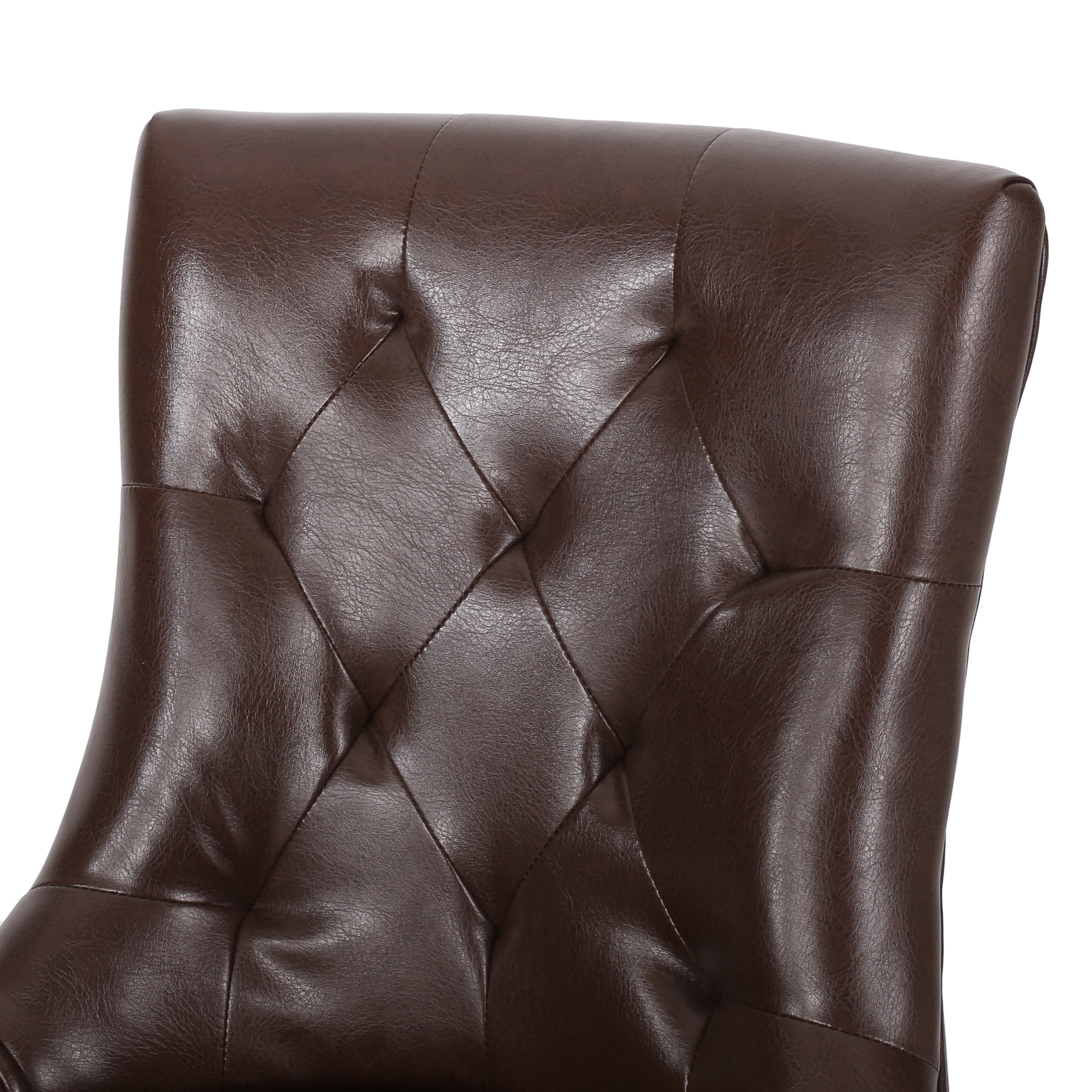 Noble House Will Contemporary Faux Leather Dining Chairs, Set of 6, Dark Brown