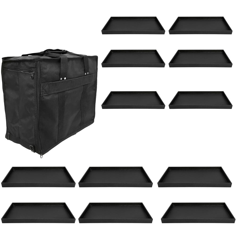 Black Plastic Display Sample Tray Jewelry Organizer Travel Stackable Trays 12 
