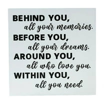 Zmeidao Graduation Quote Wood Box Sign Decor, Positive Behind You All Your Memories Wooden Block Plaque, Graduation Gifts for Her