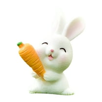 Farfi Rabbit Figurines Fine Workmanship Lovely Plastic Miniature Rabbit Figurines Cake Toppers for Bonsai Decor (Type 4)