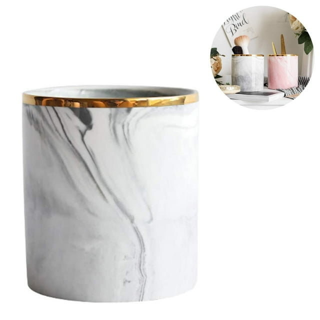 Portalápices para escritorio, soporte para brochas de maquillaje, soporte para escritorio, taza para lápices con patrón de mármol para niños, organizador de escritorio de cerámica duradero, regalo