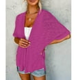 thumbnail image 4 of Luxalzxs Thin Cardigans for Women Lightweight Summer Short Sleeve V Neck Solid Color Casual Open Front Cardigan Loose Beach Cover Up, 4 of 5