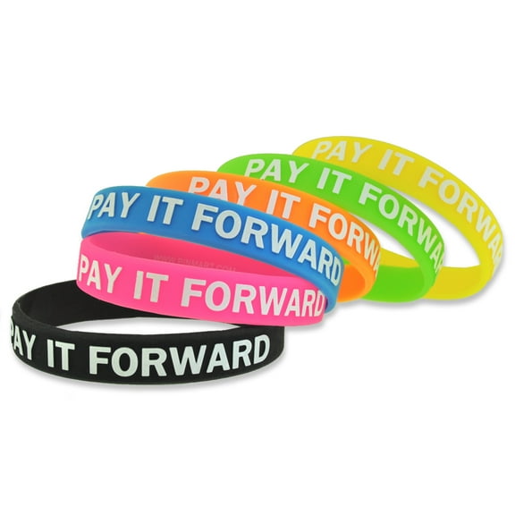Pay It Forward Silicone Rubber Bracelet (Pack of 6 Colors)