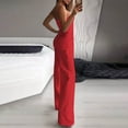 thumbnail image 4 of MINKUROW Women's Jumpsuit Strapless Tube Top Sleeveless Warp Front Long Romper with Pockets, 4 of 5