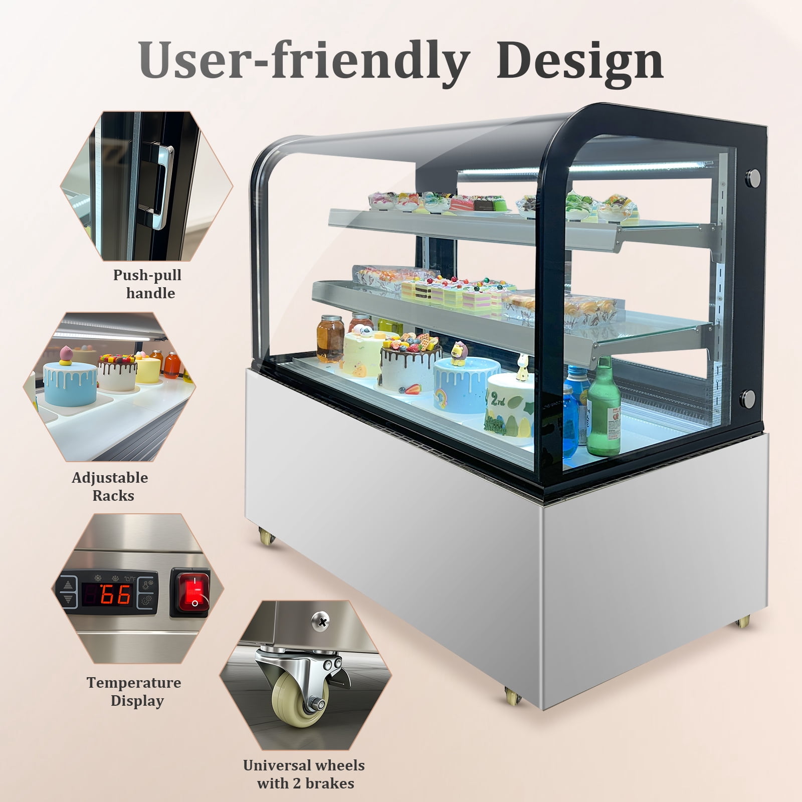 NSF Certified 48" Refrigerated Bakery Display Case – 14 Cu. Ft. Commercial Glass Showcase