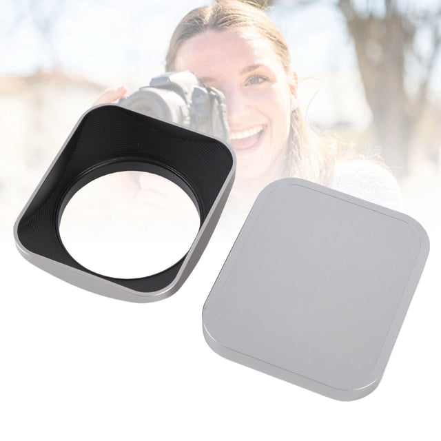 Capuchon d'Objectif Carré en Métal, Abat-Jour d'Objectif en Alliage d'Aluminium avec Capuchon, Protecteur de Capuchon d'Objectif Résistant aux Rayures Facile à Installer pour Appareils Photo Reflex Reflex Numériques