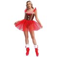 thumbnail image 4 of Disfraz de Cosplay de pan de jengibre de Navidad para mujer, vestido de tutú de malla a rayas con lazo, mono de Navidad, Año Nuevo, ropa de juego de rol para hombre con galletas, 4 of 5
