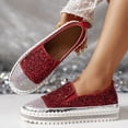 thumbnail image 2 of Mocassins Rouges pour Femmes, Décontractés, Plats, à Enfiler, avec Détail en Strass, Bout Couvert, Semelle Épaisse, Décolleté Plongeant, Confortables pour l'Intérieur et l'Extérieur, Taille 39, 2 of 7