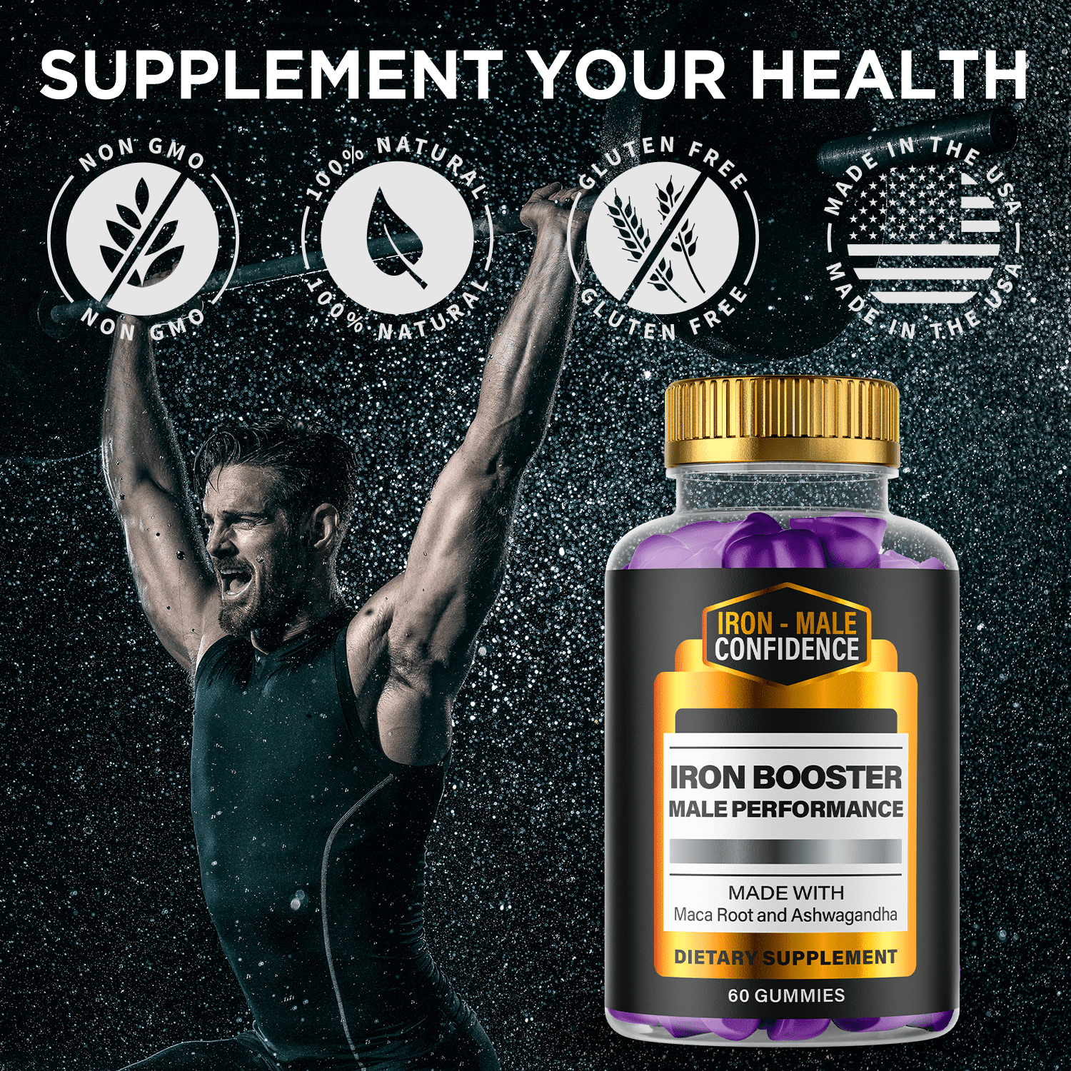Iron Male Confidence Gummies for Men Advanced Formula Supplement 180 Gummies