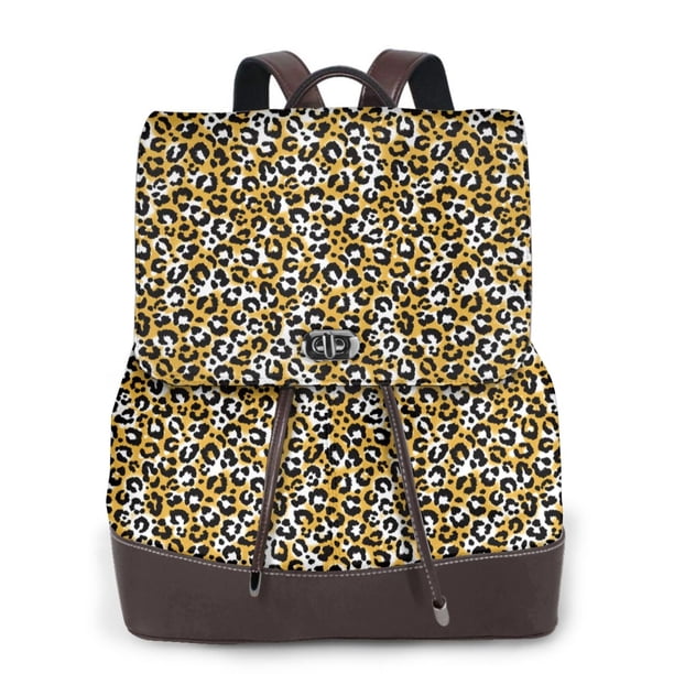 Disketp Leopard Mochila de Cuero para Mujer, Bolso de Espalda Antirrobo con Estilo para Viaje, Trabajo y Uso Diario