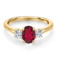 thumbnail image 3 of Gem Stone King 10K Yellow Gold Ruby Red Mystic Topaz and Lab Grown Diamond Engagement Ring for Women | 1.14 Cttw | Oval 7X5MM | Gemstone November Birthstone | Size 6, 3 of 6