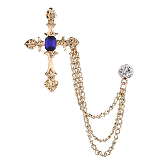 Broche de solapa Pin Borla Cadenas Joyería de la vendimia Cruz Insignia Broche de cadena larga Hombres Broche Cadenas colgantes Broches Estilo D Fernando broche de solapa