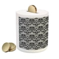 thumbnail image 2 of Black and White Piggy Bank, Monochrome Lace Pattern with Floral Motifs and Foliage Medieval Design, Ceramic Coin Bank Money Box for Cash Saving, 3.6" X 3.2", Black White, by Ambesonne, 2 of 4