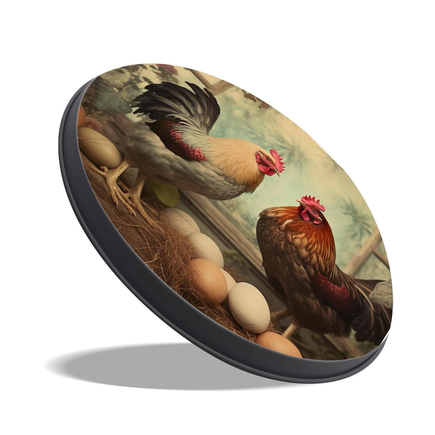 Stove Burner Covers 4 Pcs for Home Decor Cooktop Decorative ,Hen and Rooster with Colored Eggs Exquisite, Round Electric Stove Burner Covers 8Inch And 10Inch
