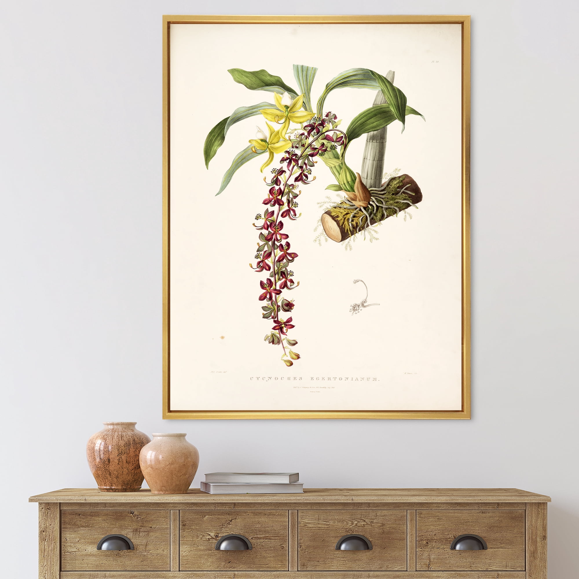 Designart 'Ancient Flower II' Traditional Framed Canvas Wall Art Print