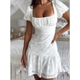 thumbnail image 3 of Coduop Graduation White Short Lace Dress for Women Backless Bandage Mini A Line Dresses, 3 of 6