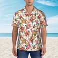 thumbnail image 2 of Xecao Pineapple Flower print Hawaiian shirt - a stylish short-sleeve button-down for men, perfect for casual beach and tropical outings., 2 of 9