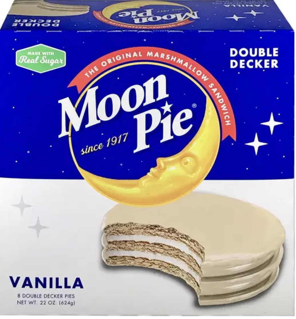 Moon Pie Marshmallow Sandwich Double Decker Chocolate Vanilla Banana 3 Boxes, 8 Count