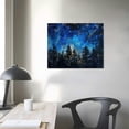 thumbnail image 4 of COMIO  Forest Canvas Wall Art Abstract Blue Forest Pictures Wall Decor Blue Night Starry Sky Canvas Print Artwork for Bedroom Living Room Office Home Wall Decoration Framed Ready to Hang, 4 of 6