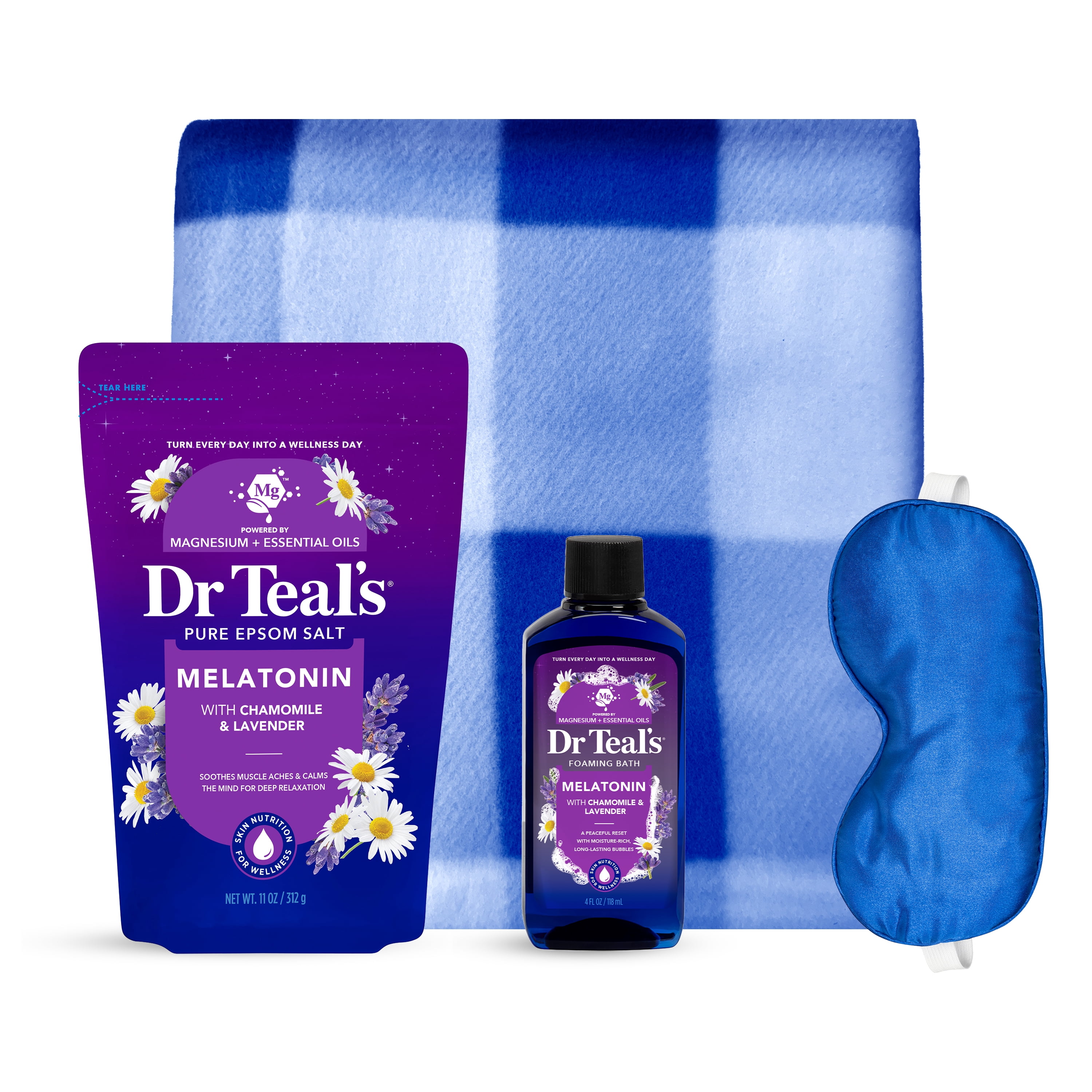 Dr Teal's Sleep Bath & Body Gift Set with Cozy Blanket, 4 Piece