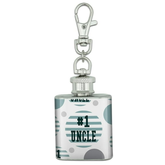 #1 Uncle Number One Favorite Stainless Steel 1oz Mini Flask Key Chain