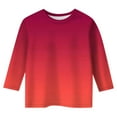 thumbnail image 2 of lnmuld Girls Shirts Fashionable Gradient Print Girls Casual Tee with Round Neck and Three Quarter Sleeve Versatile Daily Wear Top Size:9-10 Years, 2 of 4