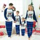 thumbnail image 2 of Pijamas familiares a juego de Navidad, conjunto de pijamas de diseño exclusivo para niños, Snomies, cuadros azules, 2 of 3