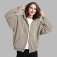 thumbnail image 2 of HAPIMO Womens Double Zip Up Hoodies Loose Fit Hoodies Long Sleeve Solid Pocket Jacket Soft Outdoor Casual Hooded Sweatshirts Gray XXL, 2 of 8