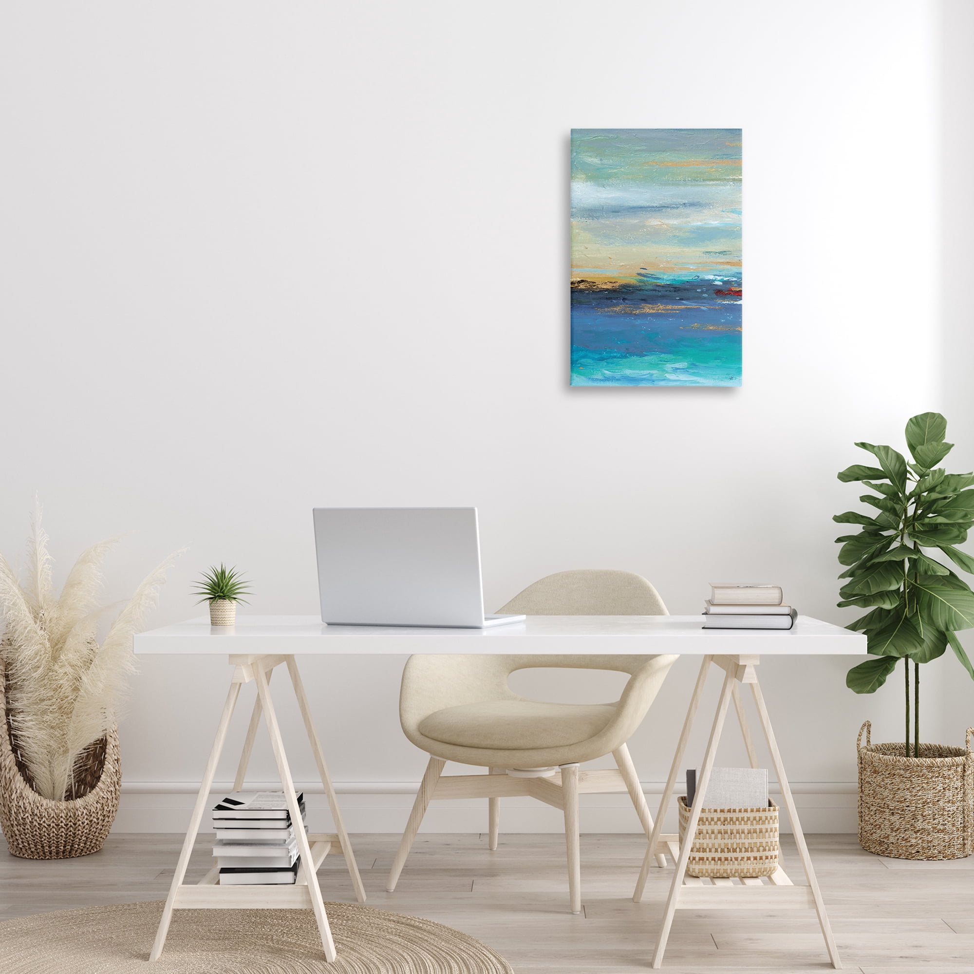 Stupell Industries Ombre Ocean View Abstract Painting Gallery Wrapped Canvas Art Print Wall Art, 16 x 24