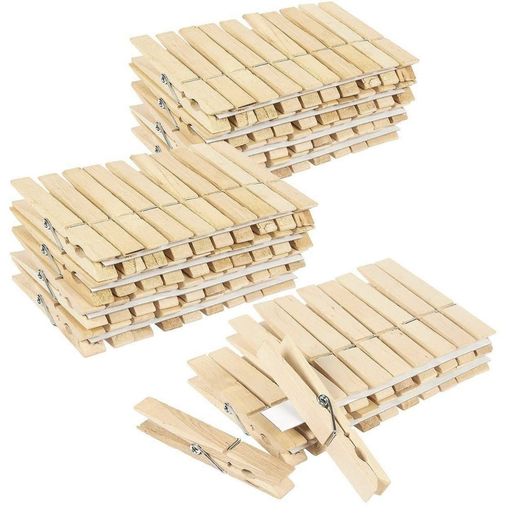 100 Pack Large Wooden Clothes Pins Clips Clothespins for Hanging Clothes, DIY Crafts