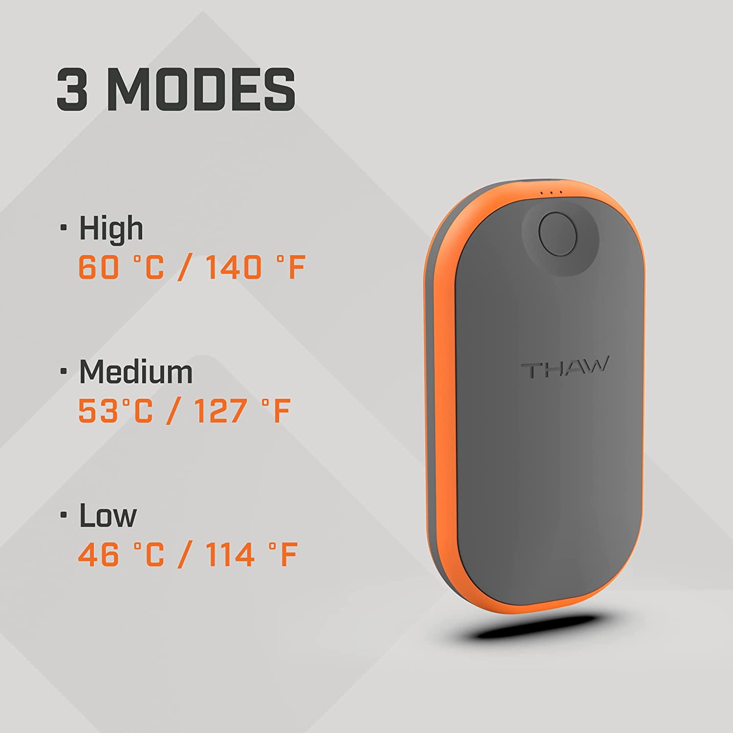 THAW Rechargeable Hand Warmer, Small, Grey/Orange