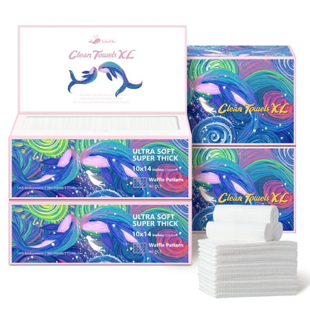 Whalespa XL Disposable Face Cleansing and Drying Towels - Extra Thick & Soft Dry Wipes for Skin Care