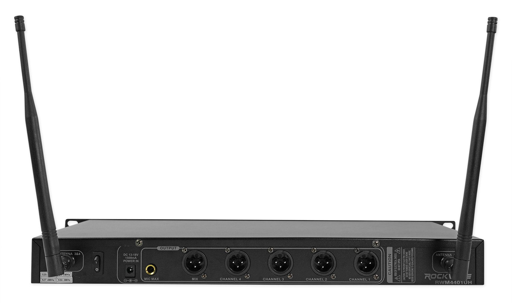 Rockville RWM4401UH QUAD UHF 4 Wireless HandHeld Microphone System w/LCD Display