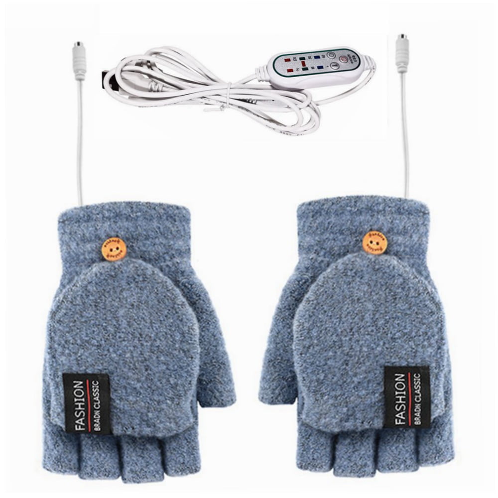 USB Heated Gloves 3 Heating Levels Womens & Mens Winter Full & Half Gloves