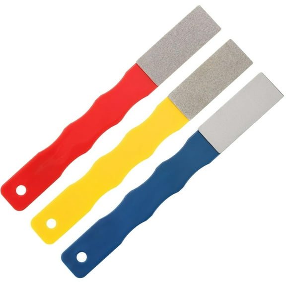 Topboutique Diamond Sharpening Hones Sets 3 Pcs Color Coded Diamond Sharpening Stones Knife Sharpeners Knife Sharpener Rod Diamond Paddles Sharpening Tools Flat Hand File Knife 3 Grits #220,400,600