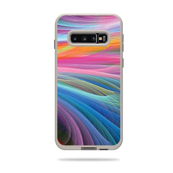 MightySkins LIFSAG10PL-Rainbow Waves Skin Decal Wrap for LifeProof Fre Case Samsung Galaxy S10 Plus Sticker - Rainbow Waves