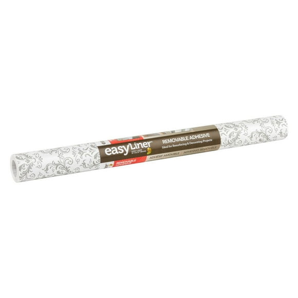 EasyLiner Contact Paper Removeable Adhesive Shelf Liner, Gray Damask, 20 in. x 20 ft., 20 in. x 20 ft.