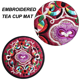 thumbnail image 3 of Posavasos de tela con bordado floral para bebidas, diseño étnico vintage, 3 of 5