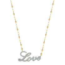Brilliance Fine Jewelry, Women's Sterling Silver, 14kt Gold Plated Diamond Love Necklace, 18" Chain