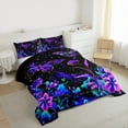 thumbnail image 3 of Manfei Teens Floral Butterfly 3 Pieces Queen Comforter Set,Starry Sky Ultra Soft Bedding Sets,Chic Flowers Bedding Comforter Set,Breathable Home Decor,Reversible, 3 of 8
