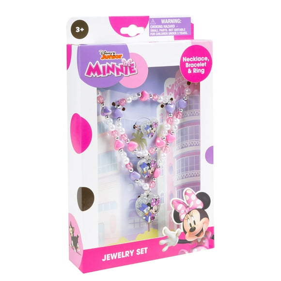 Luv Her Juego de Joyas para Niñas - Caja de Joyería de Juguete de Vestir de 3 Piezas con Collar de Cuentas, Pulsera y Anillo - Accesorios de Juego - Edades 3 Plástico Sin Piedras Preciosas