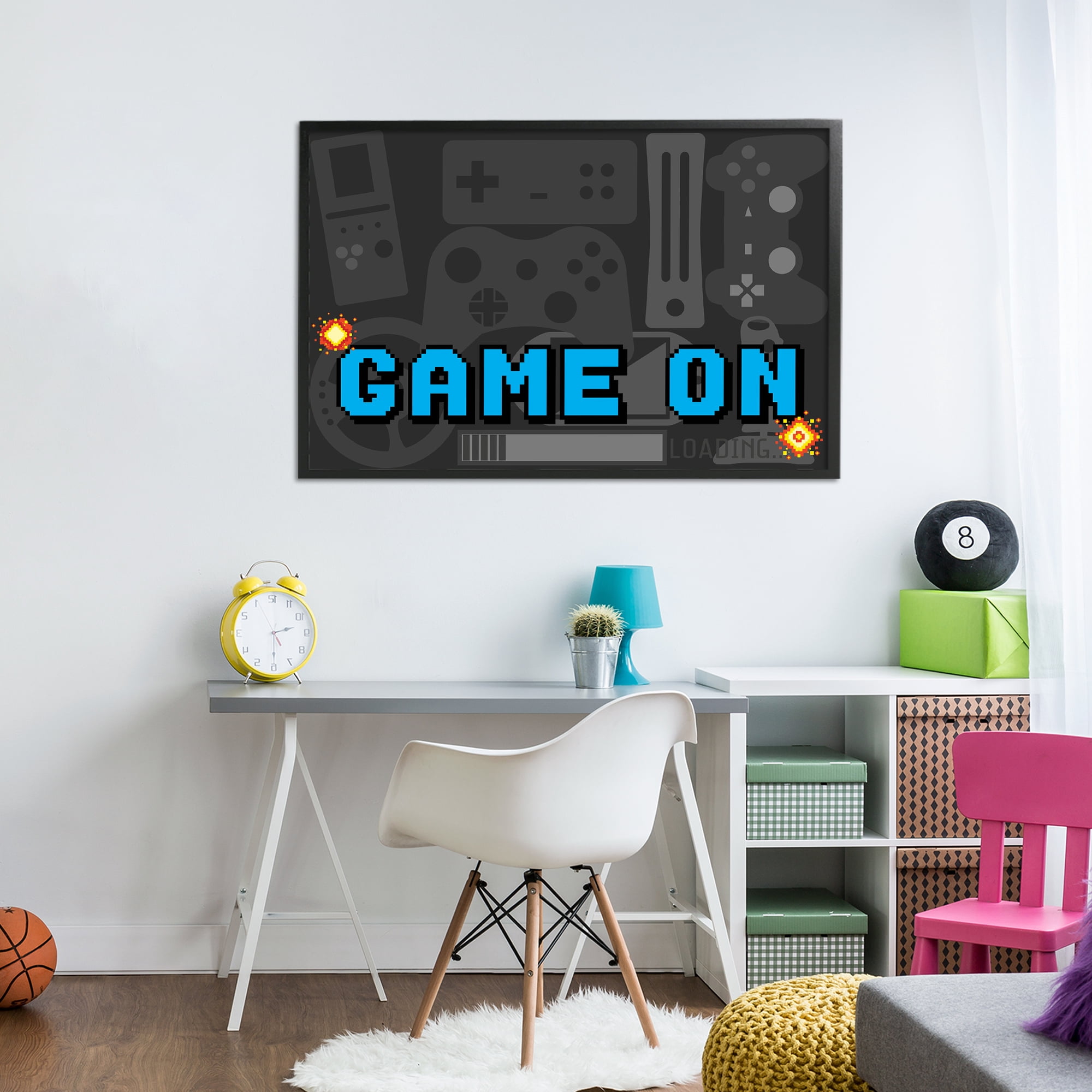 Stupell Industries Game On Arcade Black Framed Giclee Art, design by Kim Allen