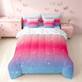 thumbnail image 3 of Homewish Psychedelic Stars King Bedding, Blue Pink Ombre King Bed in a Bag, Colorful Stars Reversible, 7-Piece, 3 of 7