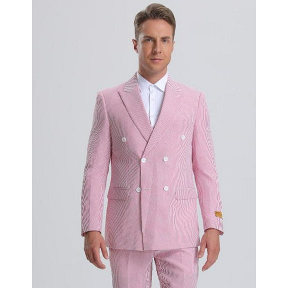 Mens Double Breasted Gangster Pinstripe - Chalk Big Pinstripe Suit in 3 Colors